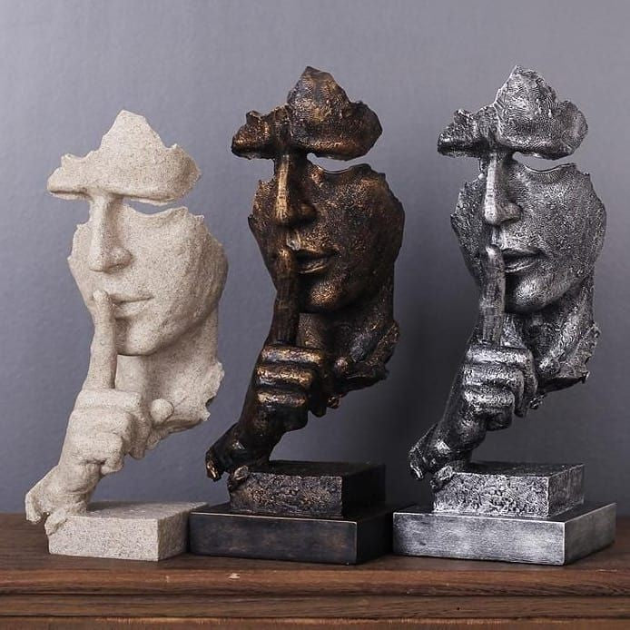 Muted witness face sculpture-set of 3