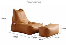 Load image into Gallery viewer, Poko Faux Leather Bean bag Chair With Foot Stool - Alchemy of Decor
