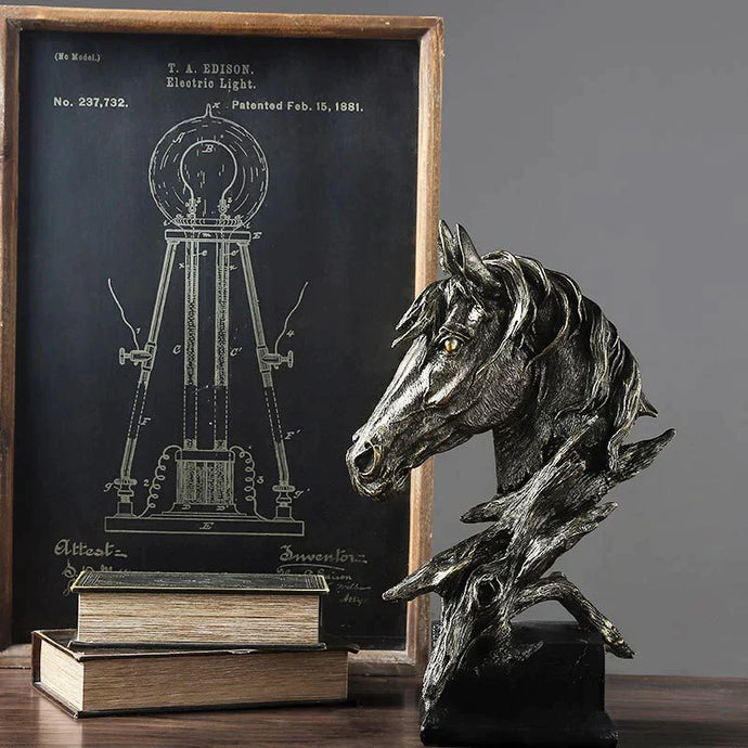 Galloping Majesty Resin Horse Statue - Metallic - Alchemy of Decor