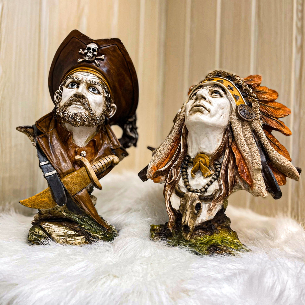 Tales of Legends and Heritage: Pirate & Native American Statue Set - Alchemy of Decor