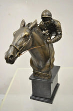 Load image into Gallery viewer, Bronze Equestrian Race Horse and Jockey Rider Sculpture - Alchemy of Decor
