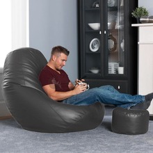 Load image into Gallery viewer, Set of Leather Cone Bean Bag with Stool - Alchemy of Decor
