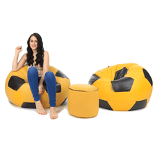 Load image into Gallery viewer, Set of Two Football Bean Bags and Stool - Alchemy of Decor
