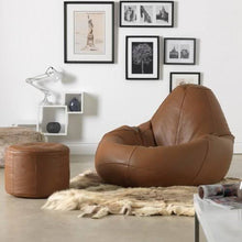 Load image into Gallery viewer, Set of Leather Cone Bean Bag with Stool - Alchemy of Decor
