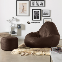 Load image into Gallery viewer, Set of Leather Cone Bean Bag with Stool - Alchemy of Decor
